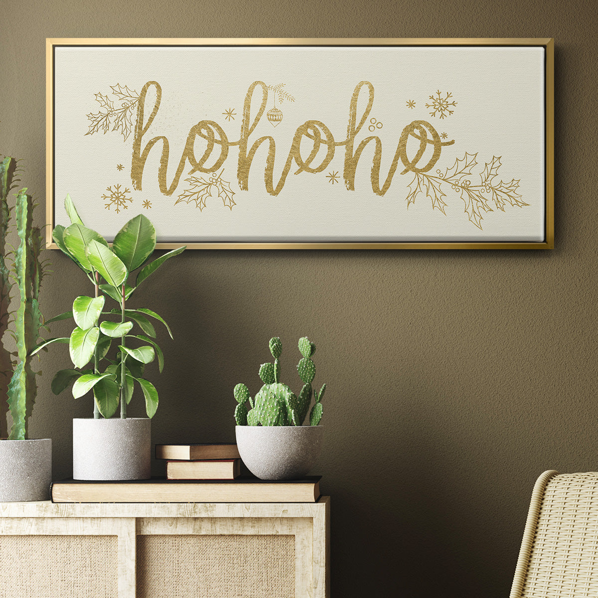 Golden HoHoHo - Floater Framed Canvas Print