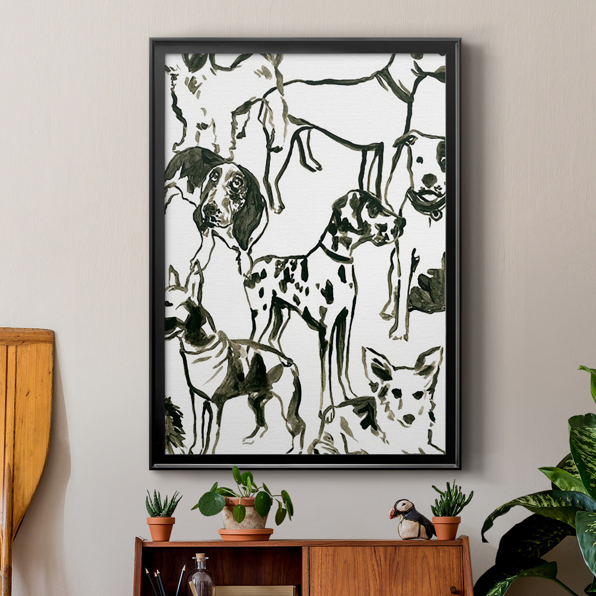 Canine Collage II - Modern Framed Canvas Print