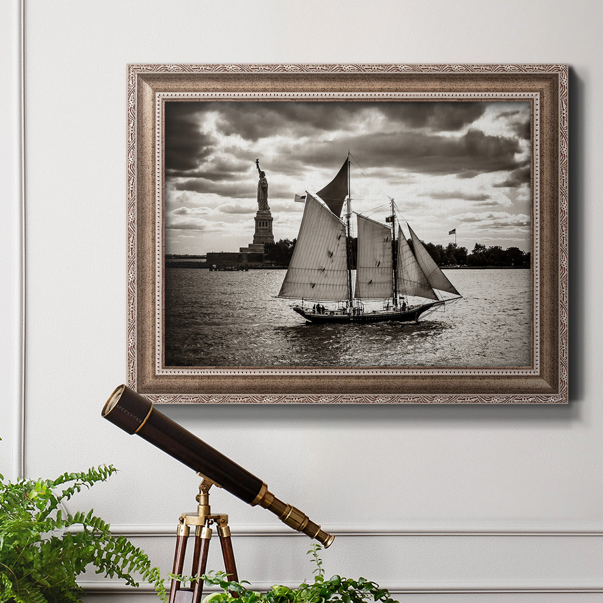 The Clipper & the Liberty Premium Framed Canvas- Ready to Hang