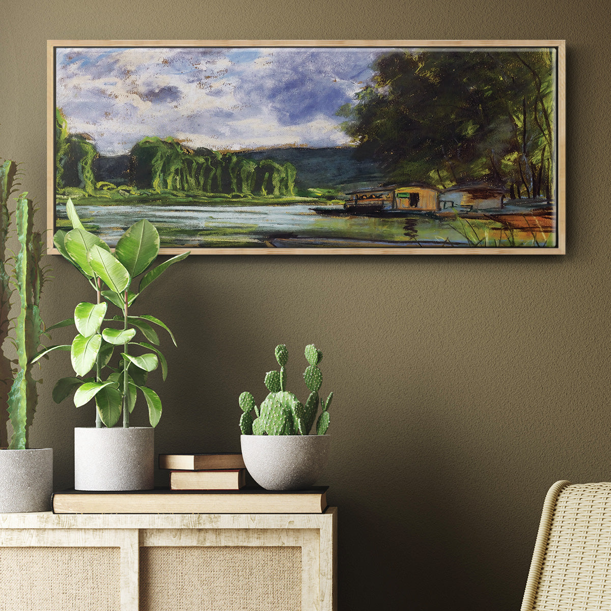 The Banks of the Seine near Jeufosse (Eure), 1880 - Floater Framed Canvas Print
