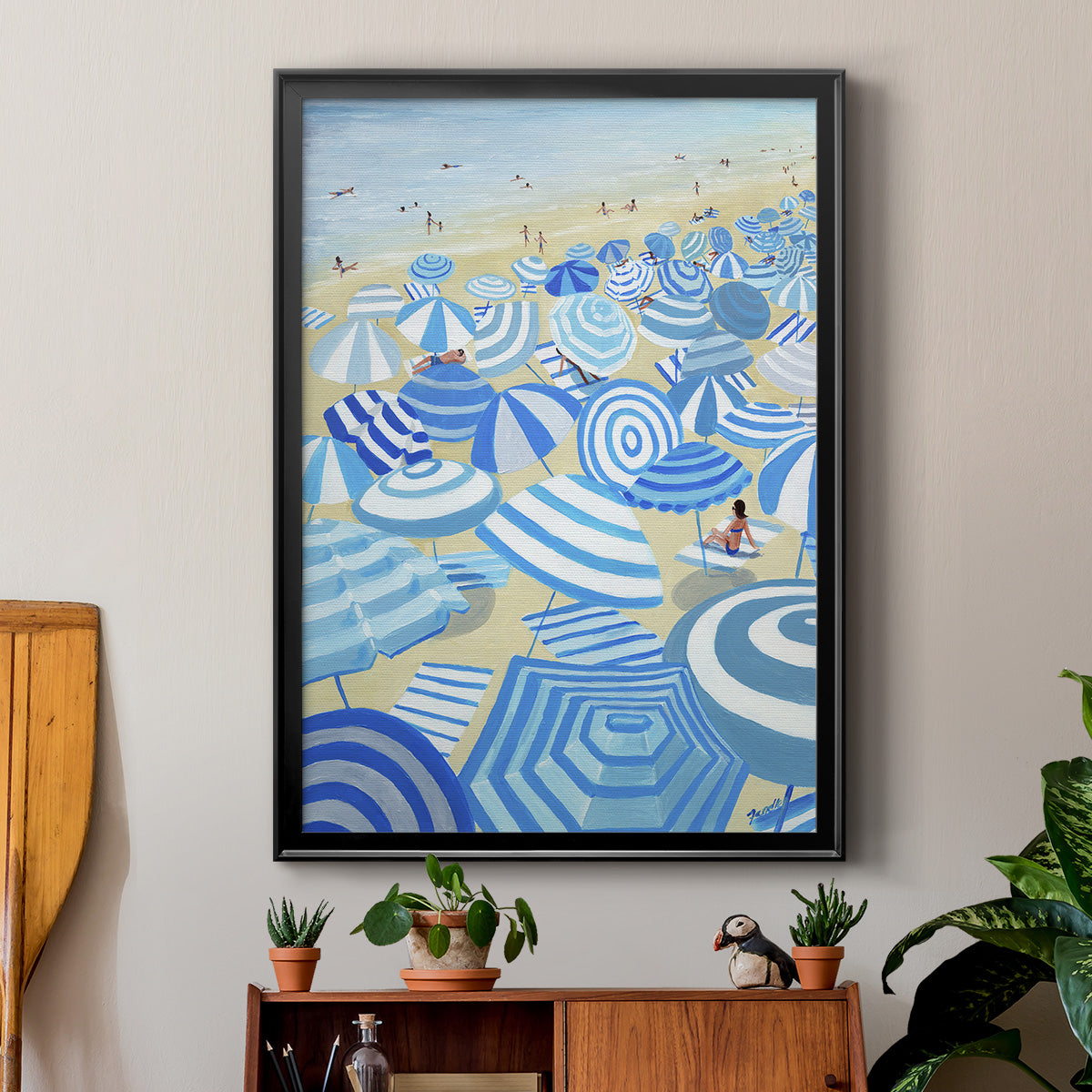 Sky Blue Beach - Modern Framed Canvas Print