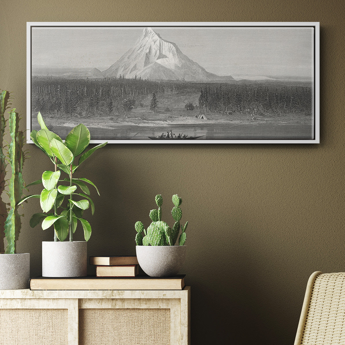 Mount Hood from the Columbia - Floater Framed Canvas Print