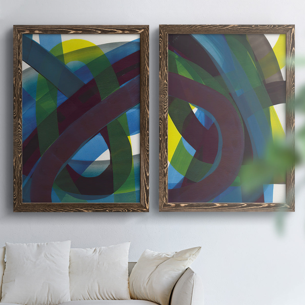 Cool Network I - Premium Framed Canvas 2 Piece Set - Ready to Hang