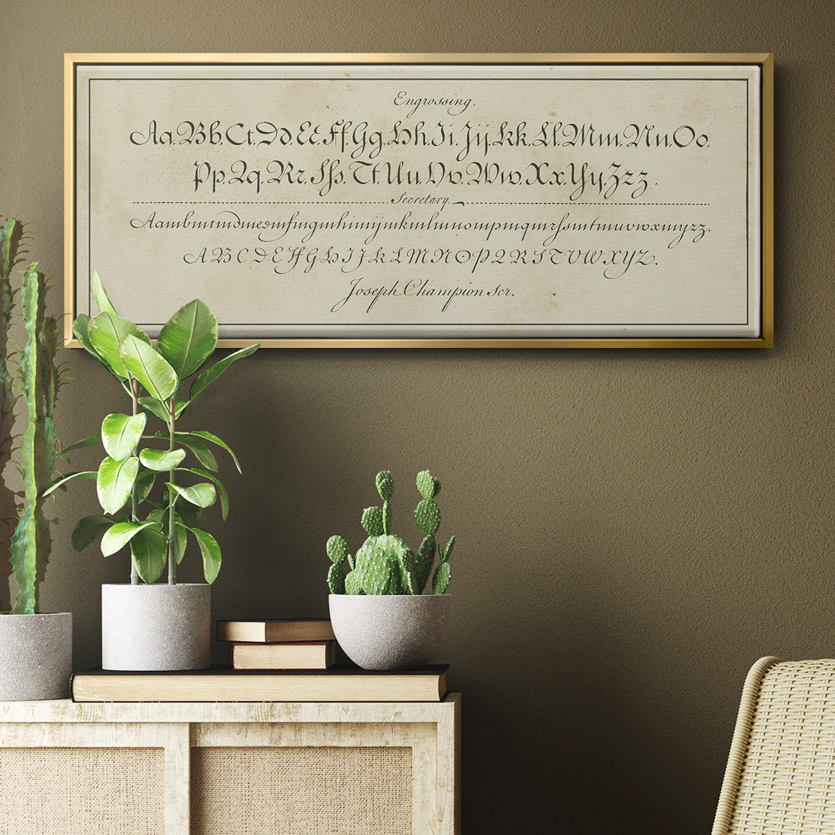 Manuscript Sampler V - Floater Framed Canvas Print