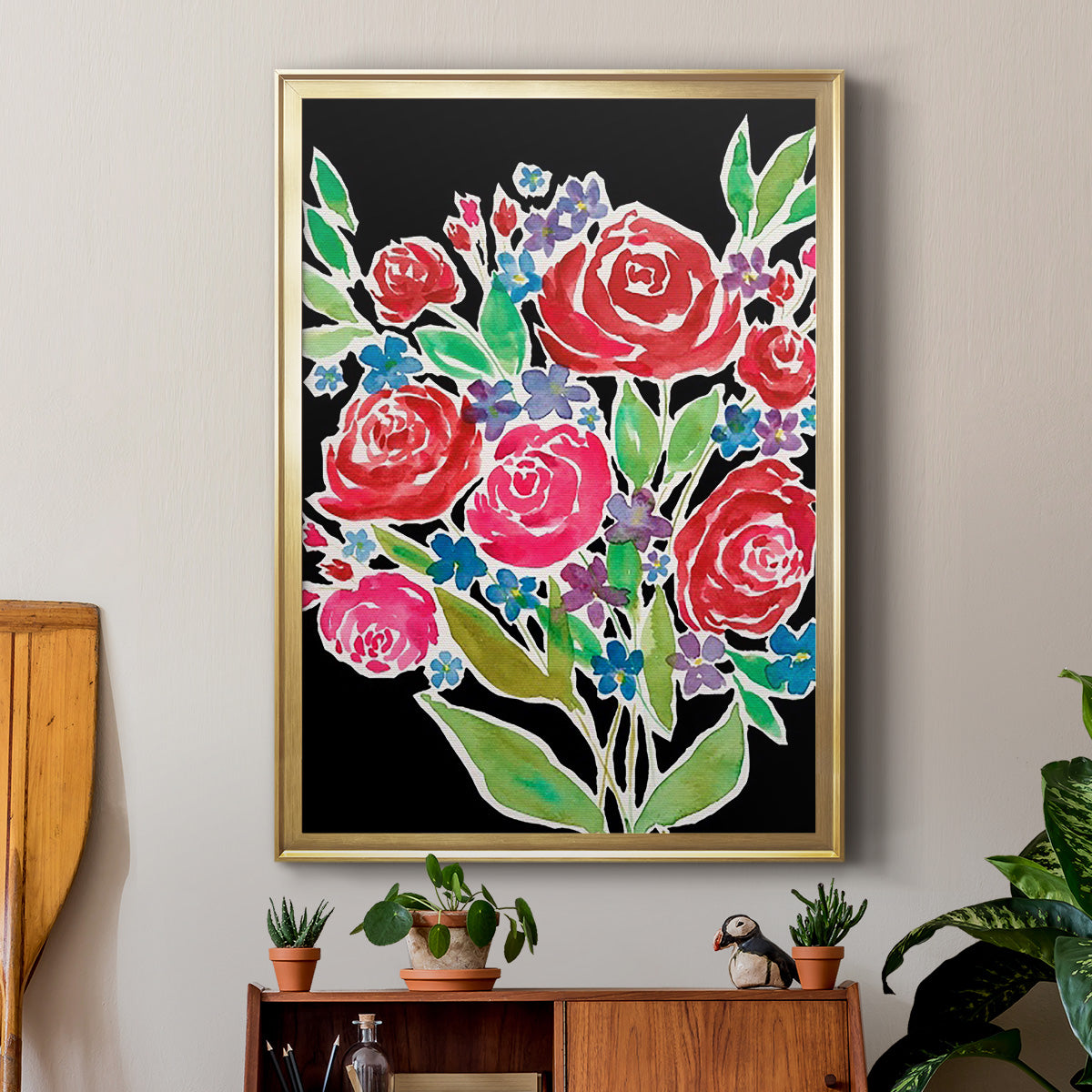 Floral Choir Bouquet - Modern Framed Canvas Print