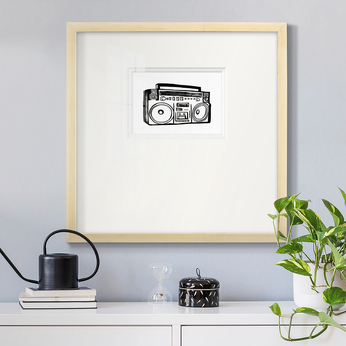 Boombox Sketch Premium Framed Print Double Matboard