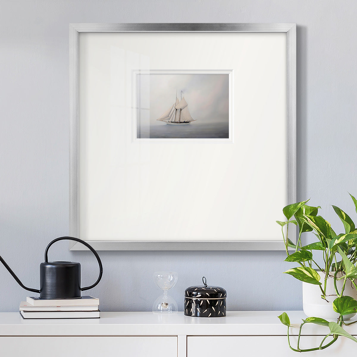 Foggy Sail III Premium Framed Print Double Matboard