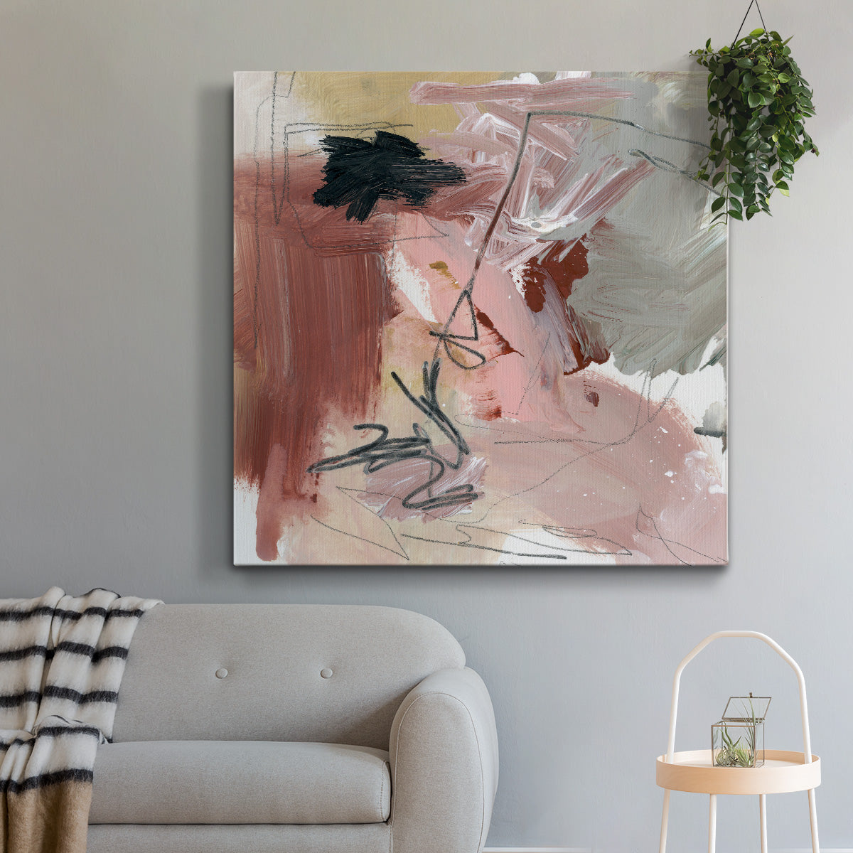 Pale Scribble II - Canvas Art Print