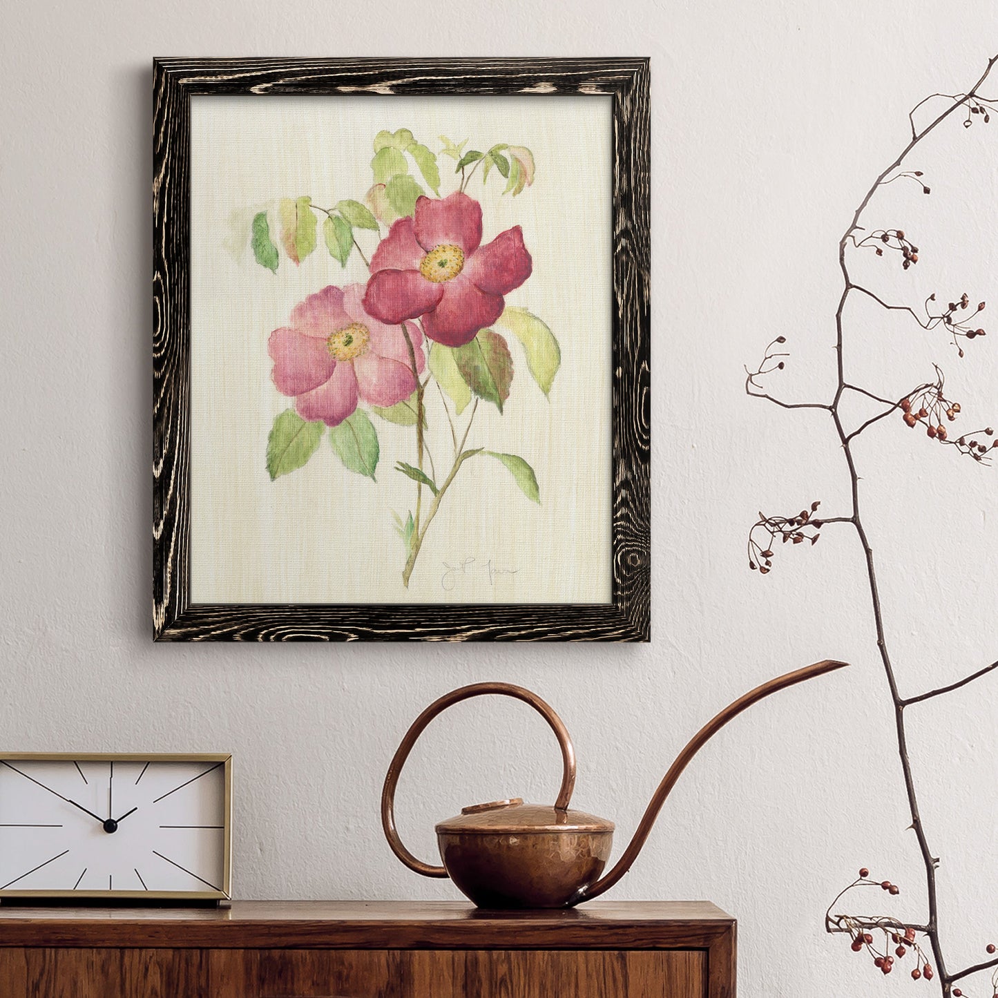 Dusty Rose II - Premium Canvas Framed in Barnwood - Ready to Hang