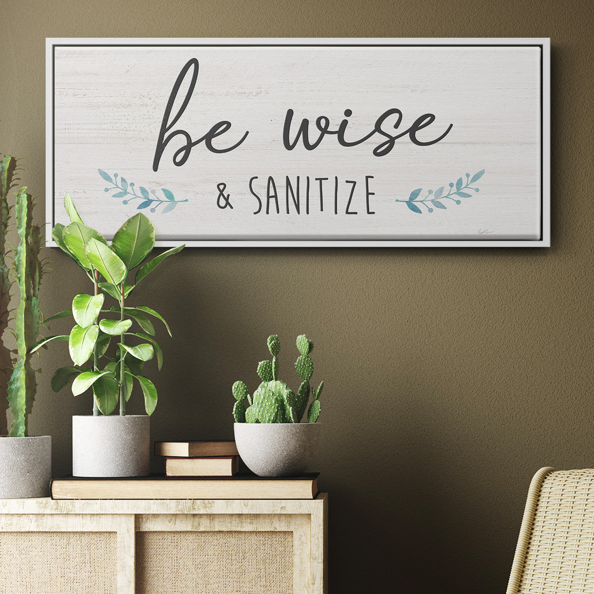 Be Wise & Sanitize - Floater Framed Canvas Print