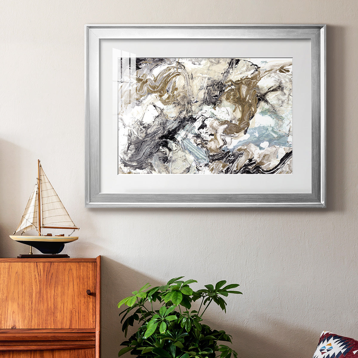 Marbelized Abstract - Modern Framed Art Print