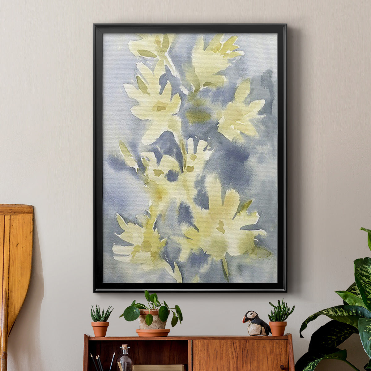 Forsythia Blooms I - Modern Framed Canvas Print