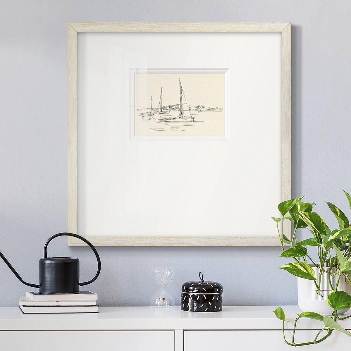 Coastal Contour Sketch I Premium Framed Print Double Matboard