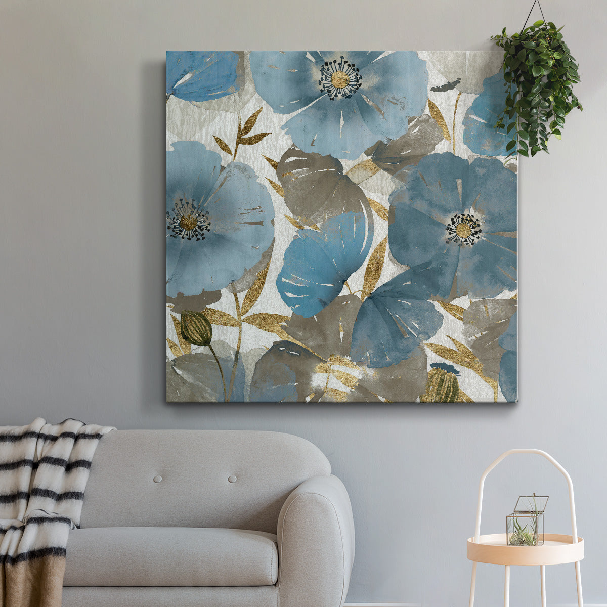 Blue and Gold Poppies II - Canvas Art Print