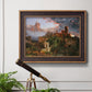 Romantic allegorical landscape painting by Jasper Francis Cropsey in an ornate bronzed mahogany wood frame displayed in a light-toned interior setting.