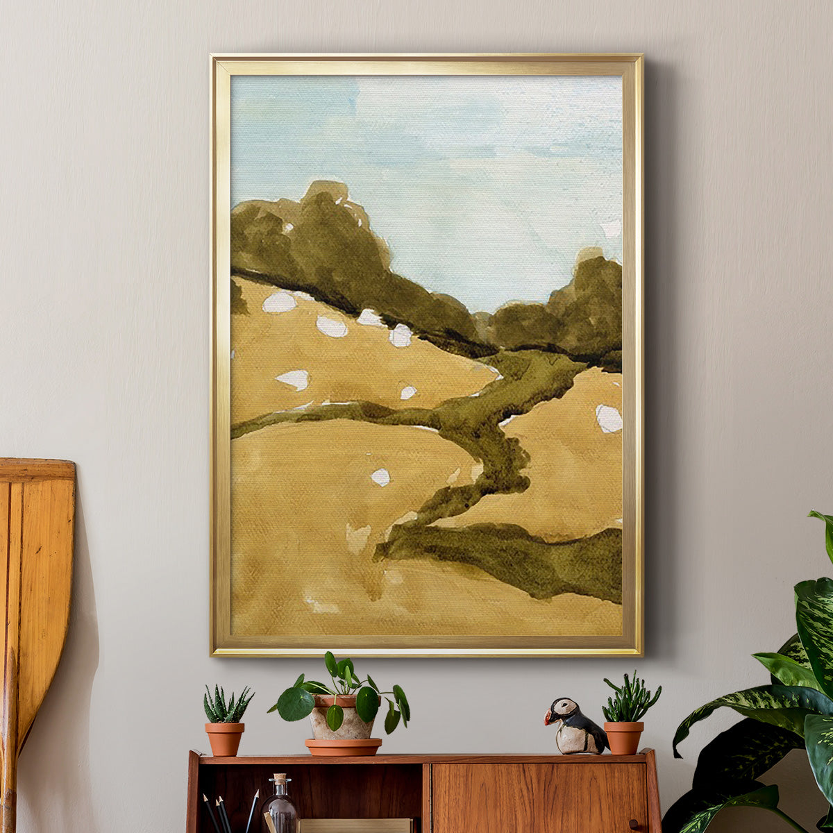 Scattered Sheep II - Modern Framed Canvas Print