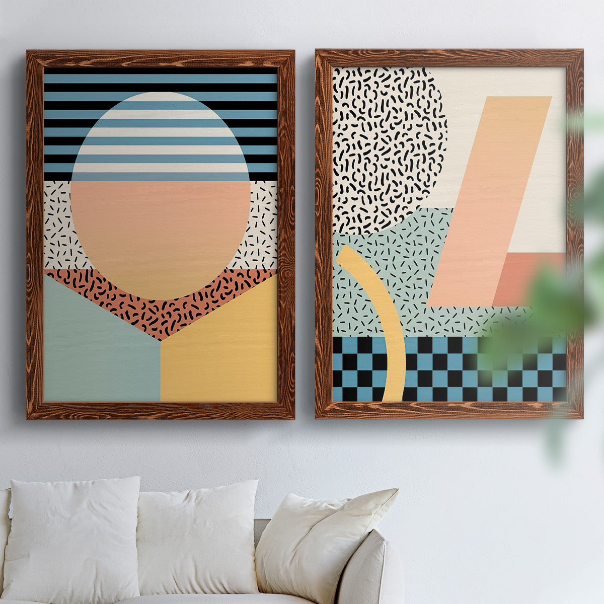 Modern Memphis III - Premium Framed Canvas 2 Piece Set - Ready to Hang