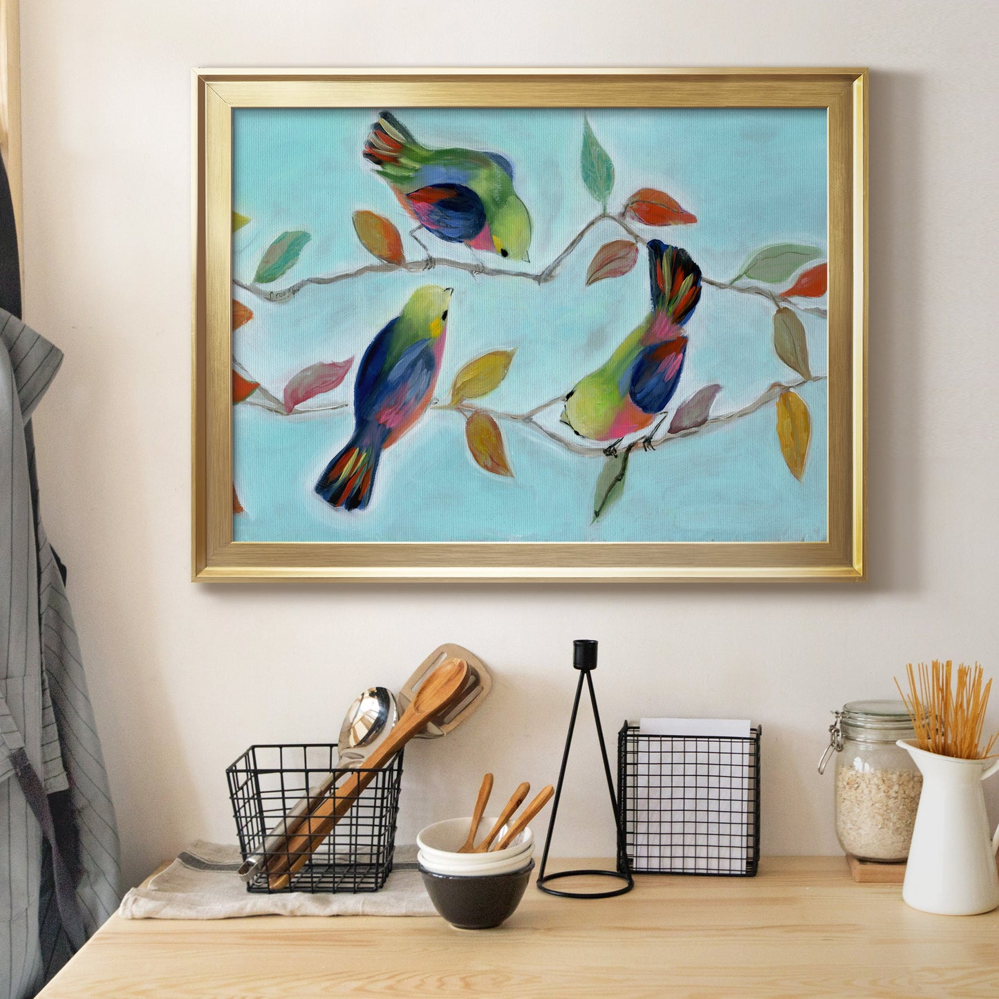 Bitty Birds I - Modern Framed Canvas Print