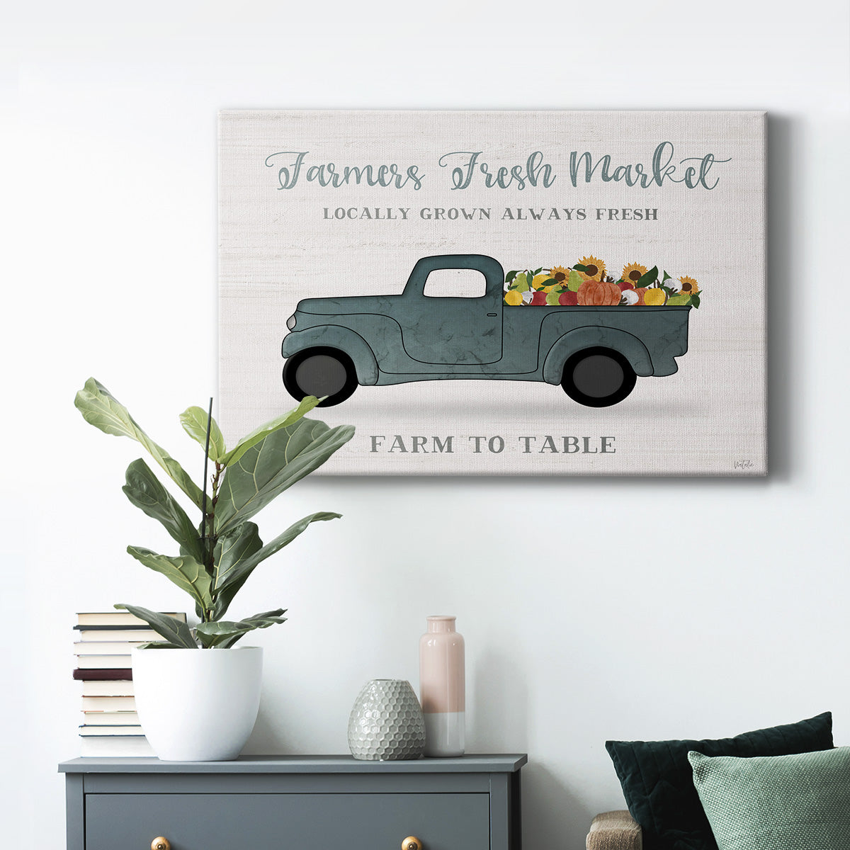 Fresh Sunflowers Truck Premium Gallery Wrapped Canvas - Ready to Hang