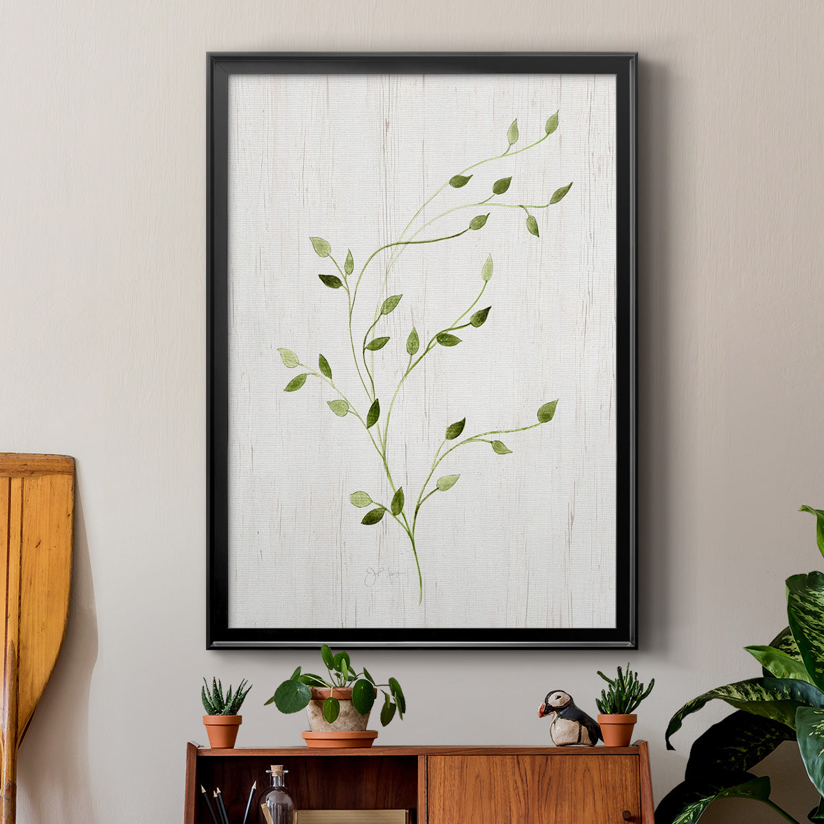 Windblown Leaves I - Modern Framed Canvas Print