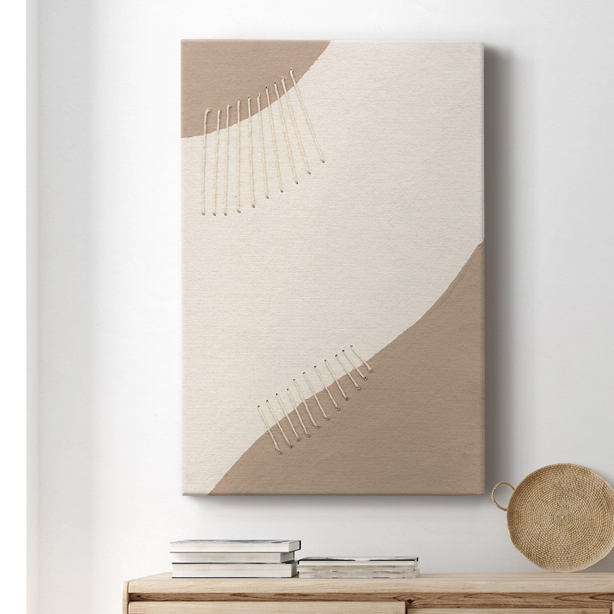 Neutral Stitches III Premium Gallery Wrapped Canvas - Ready to Hang