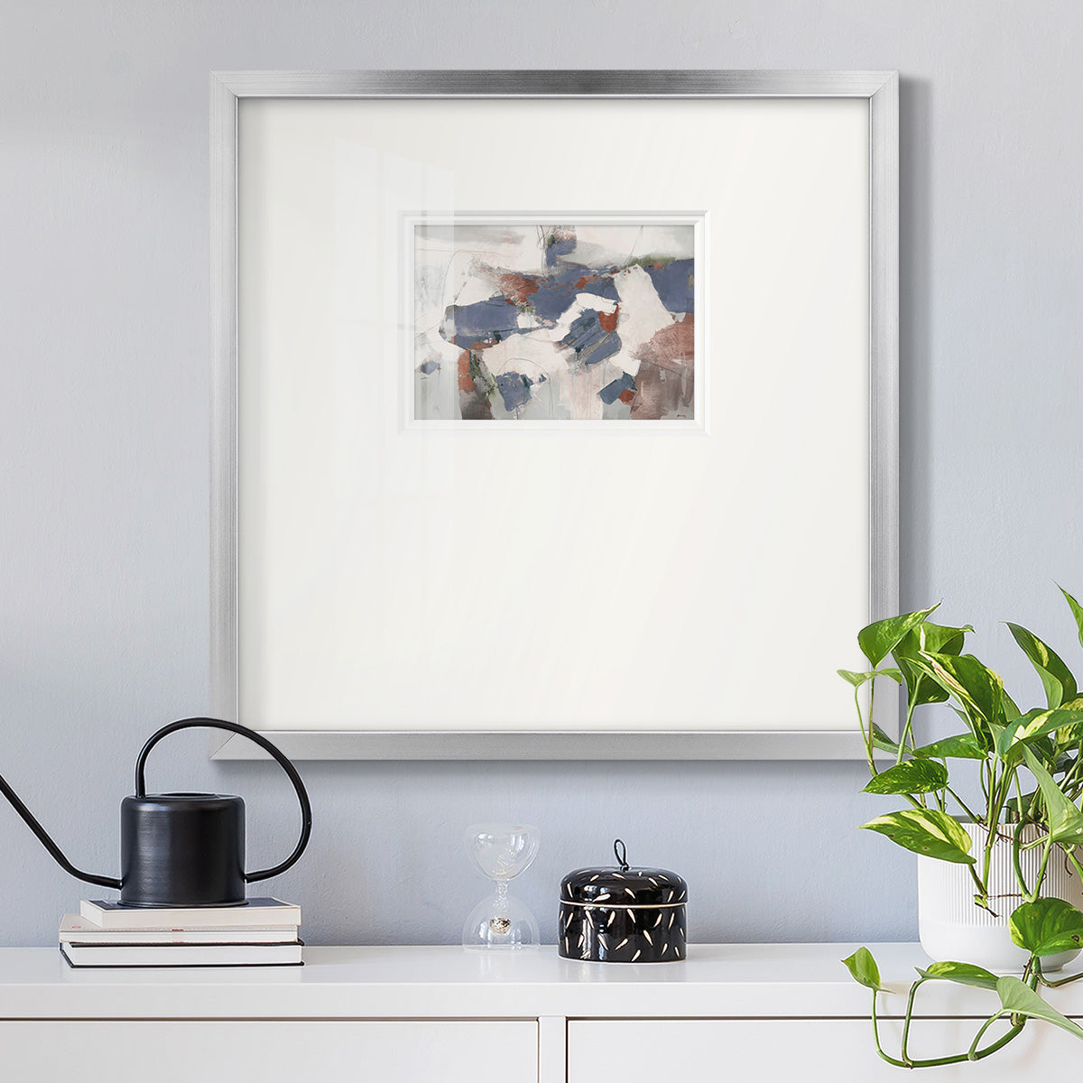 Blue Abstract Premium Framed Print Double Matboard