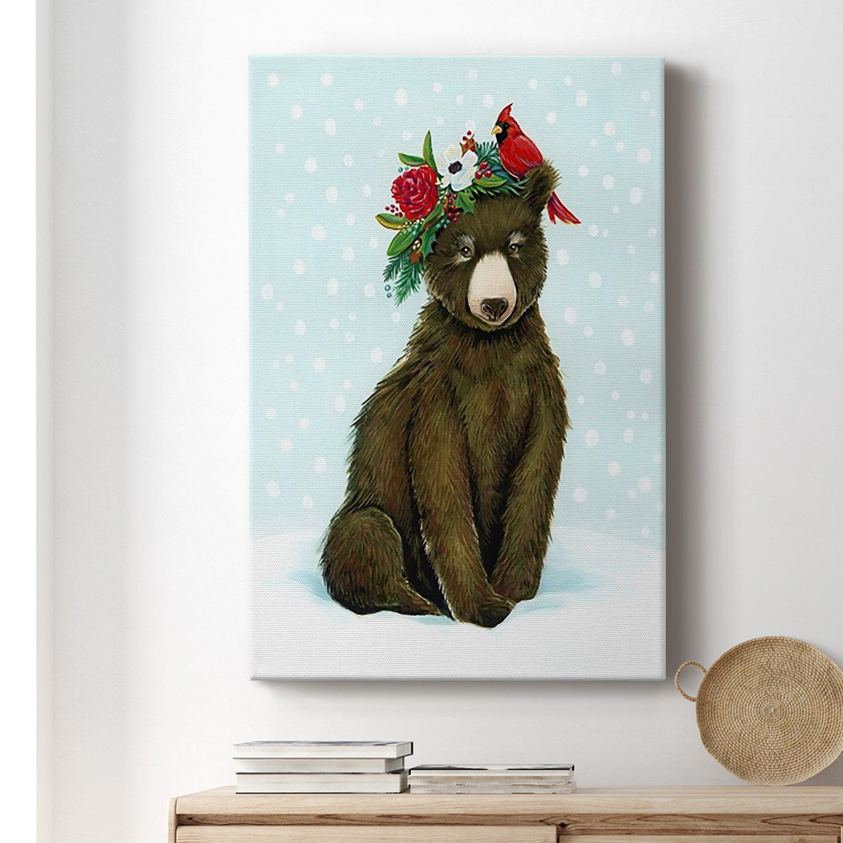 Winter Woodland Creatures with Cardinals I Premium Gallery Wrapped Canvas - Ready to Hang