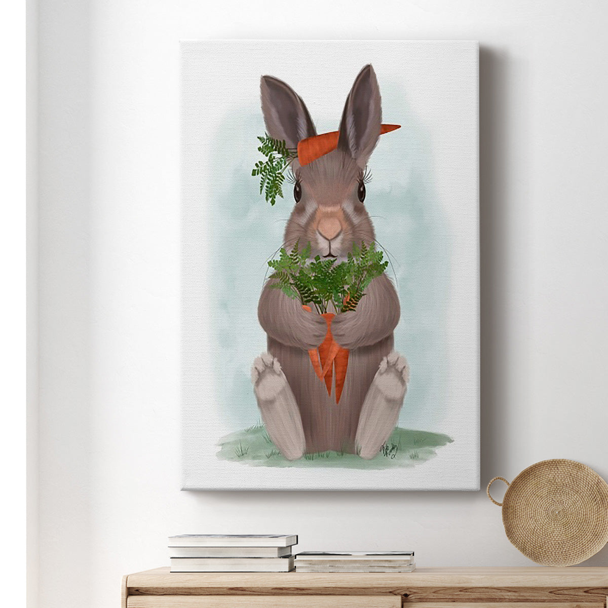 Rabbit Carrot Hug Premium Gallery Wrapped Canvas - Ready to Hang