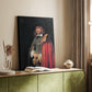 Canvas art print of a refined figure with soft light and composed posture styled in a home decor setting.