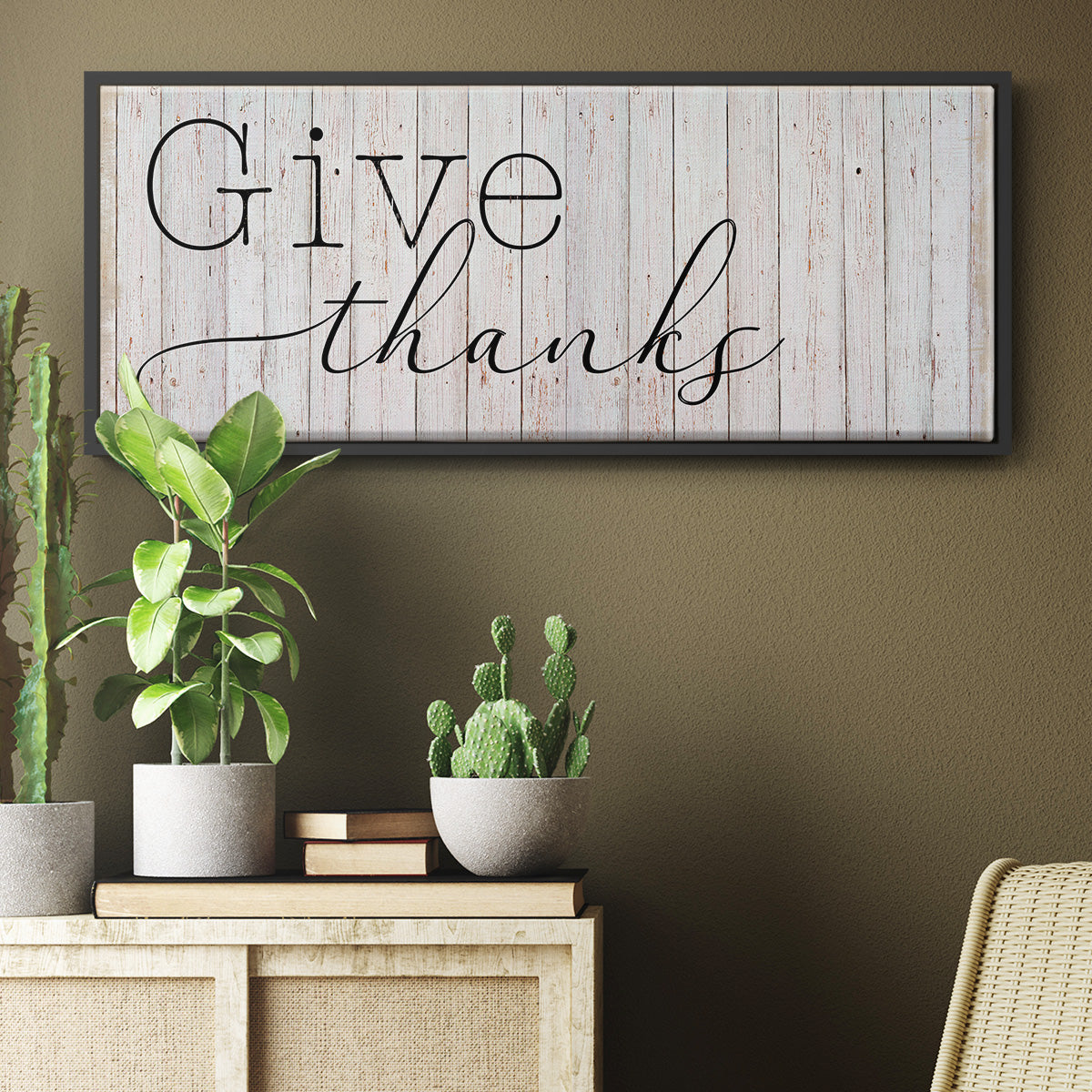 Give Thanks - Floater Framed Canvas Print