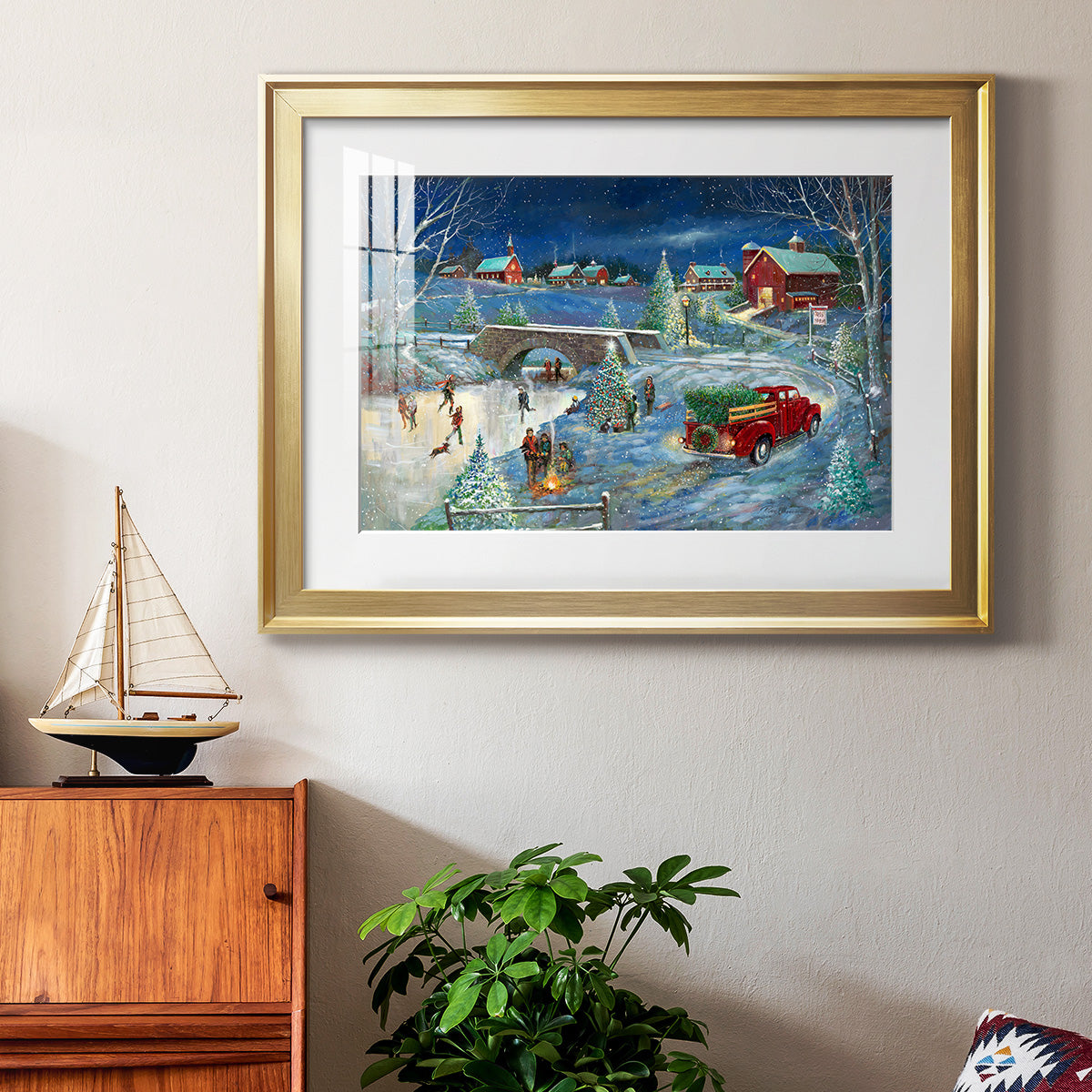 Warm Holiday Memories - Modern Framed Art Print