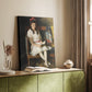 Canvas art print of a refined figure with calm expression and gentle shading styled in a home decor setting.