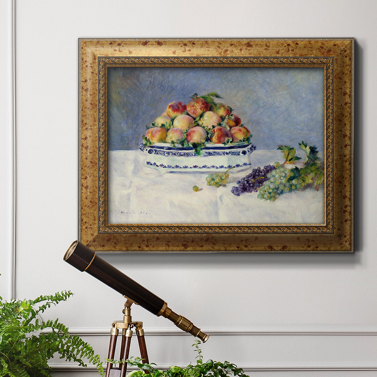 Still Life with Peaches and Grapes Premium Framed Canvas- Ready to Hang