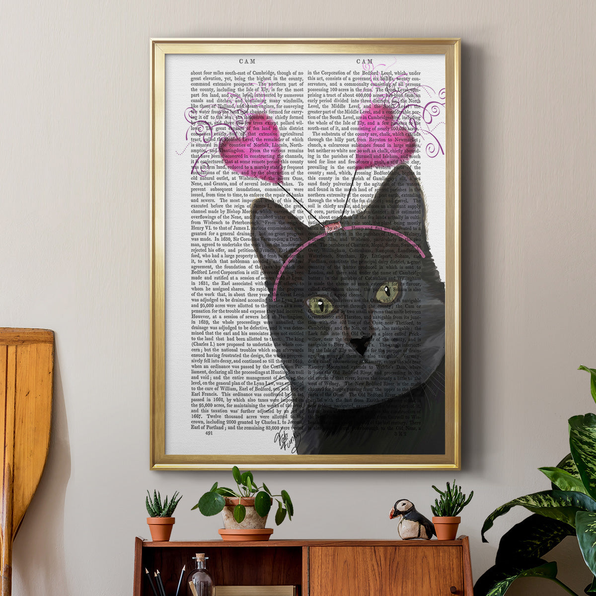 Black Cat Valentines - Modern Framed Canvas Print