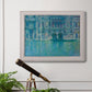 Impressionist Venetian palace waterfront scene by Claude Monet in an ornate weathered white frame displayed in a light-toned interior setting.