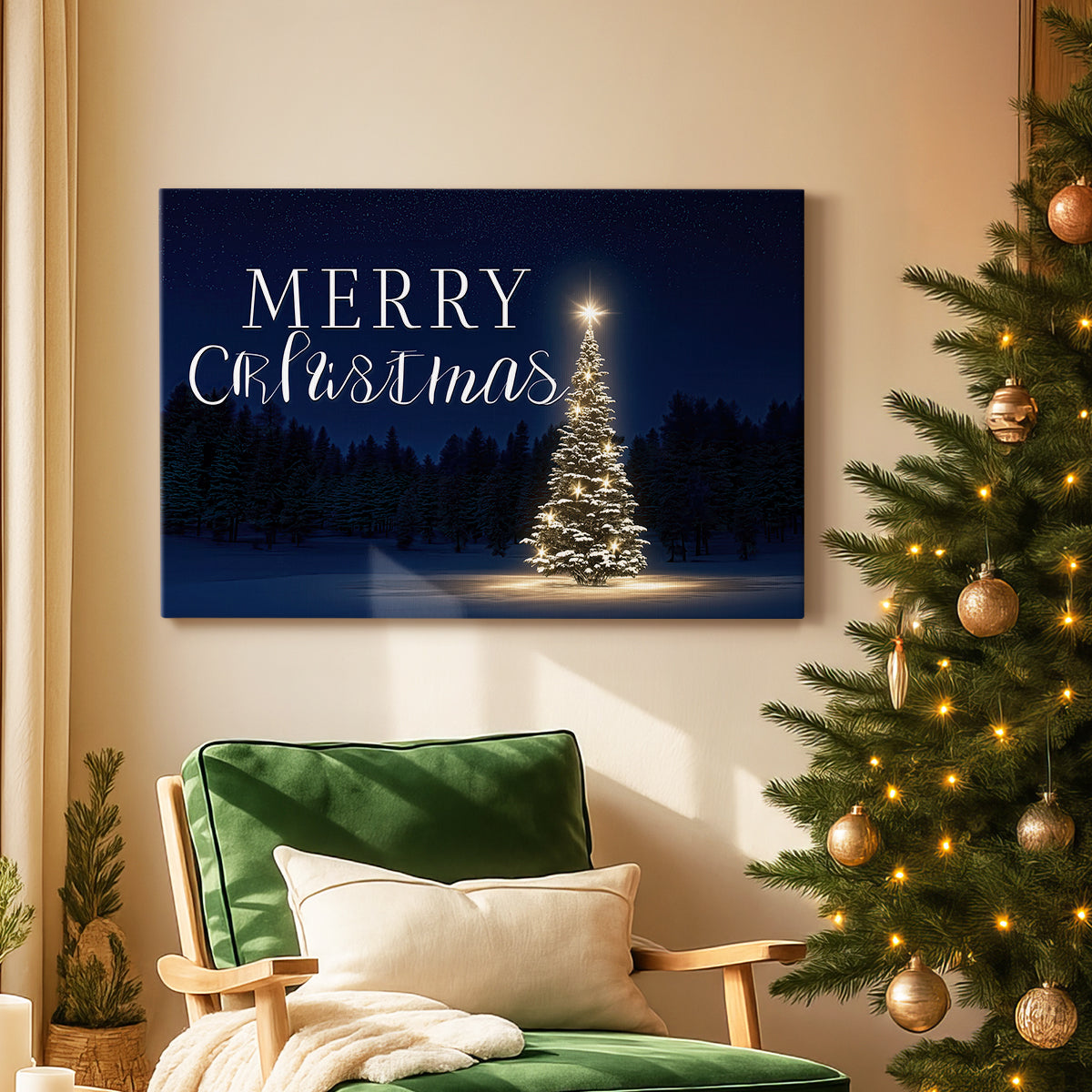 Blue Hour Fir Hearth - Canvas Art Print