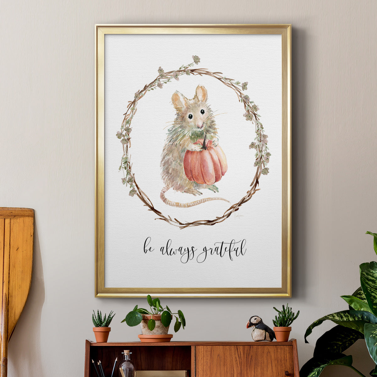 Harvest Home Mouse - Modern Framed Canvas Print