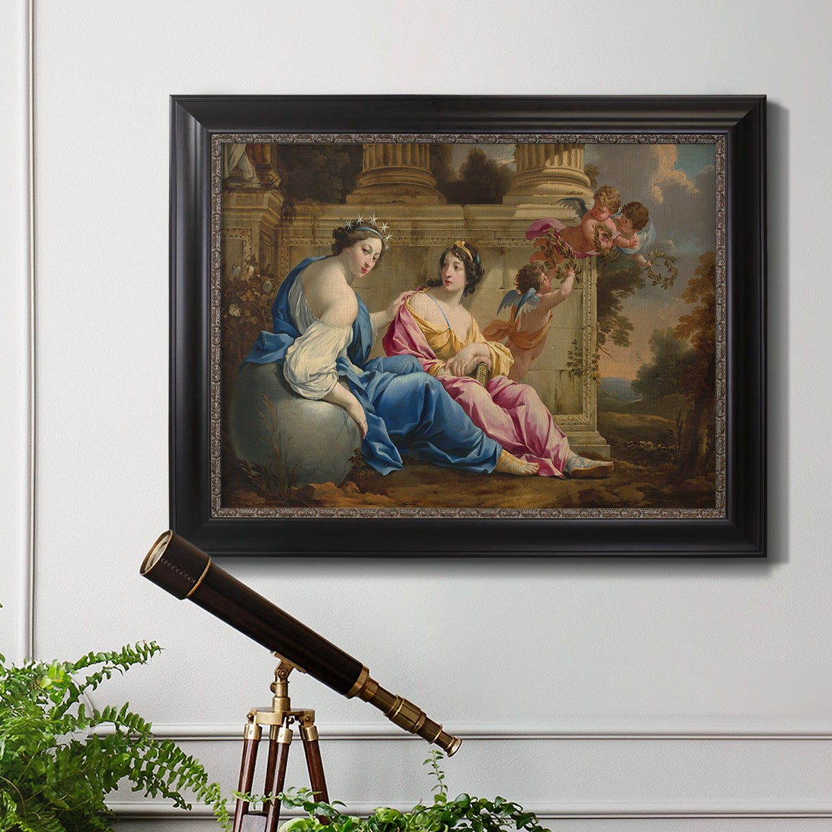 The Muses Urania and Calliope - Ornate Framed Canvas Print