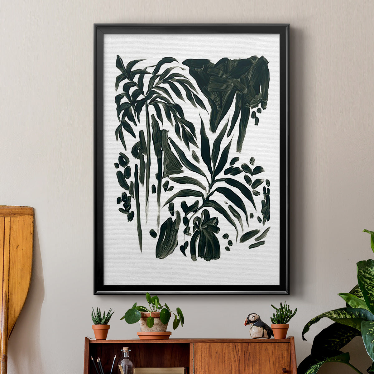 Ink Jungle II - Modern Framed Canvas Print
