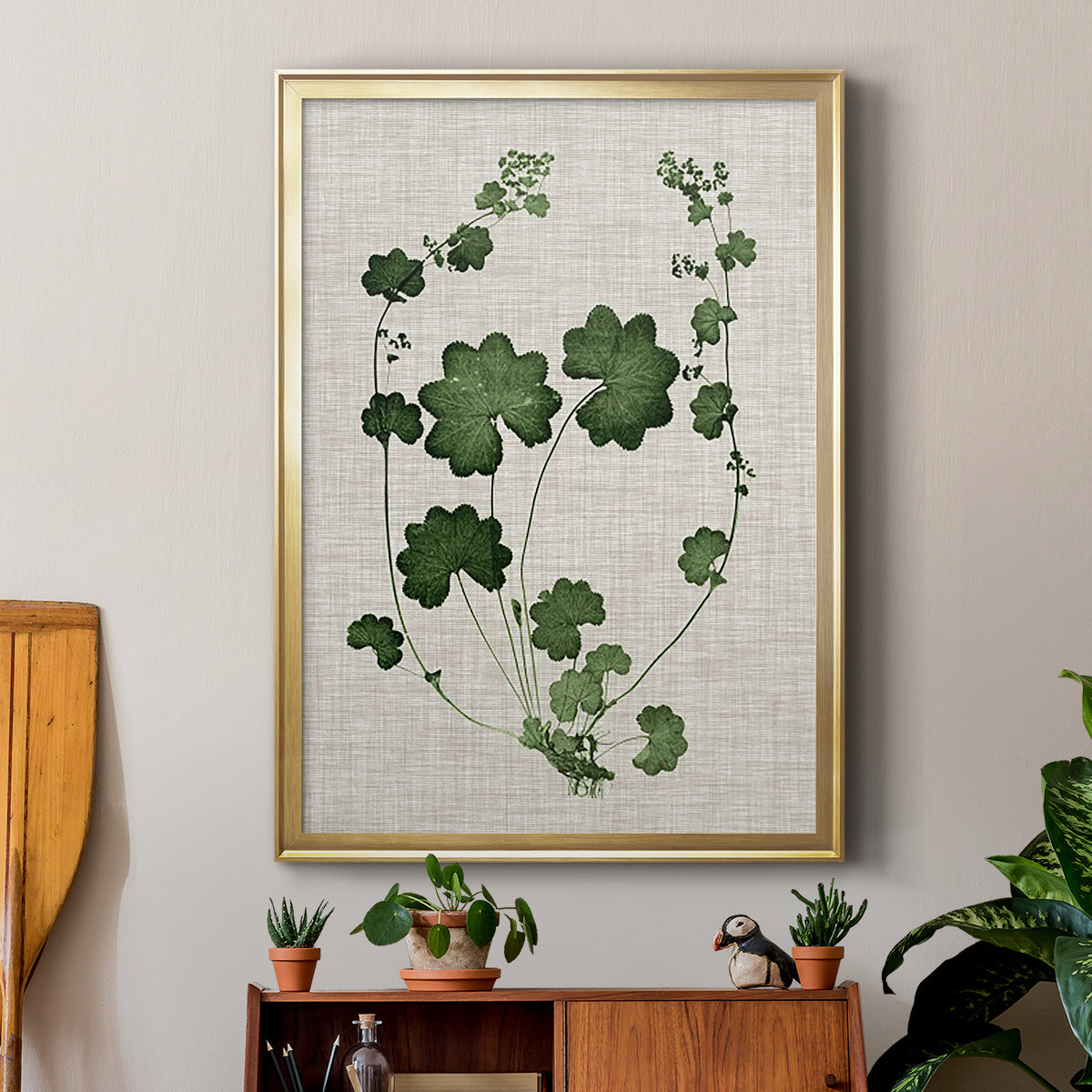 Forest Foliage on Linen II - Modern Framed Canvas Print