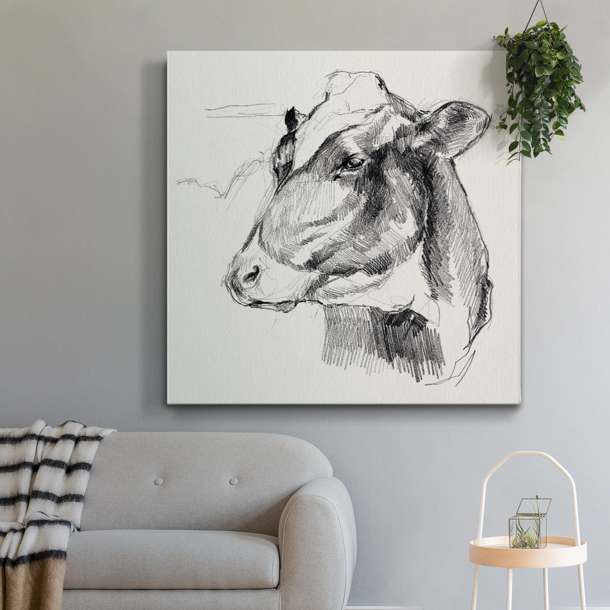 Holstein Portrait Sketch II - Canvas Art Print