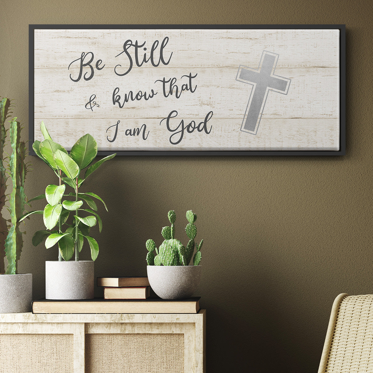 Be Still Cross - Floater Framed Canvas Print