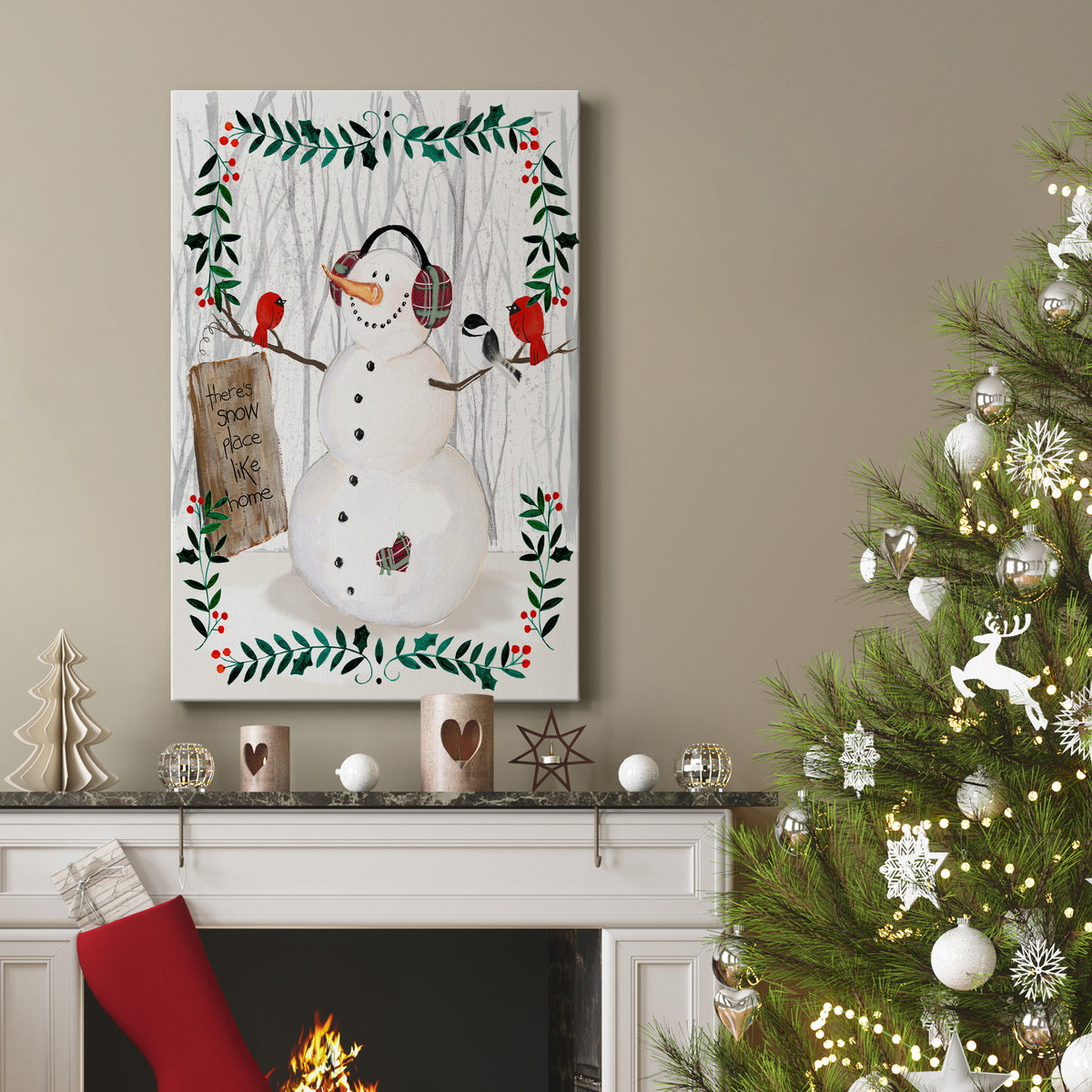 Folk Snowman Forest II Premium Gallery Wrapped Canvas - Ready to Hang