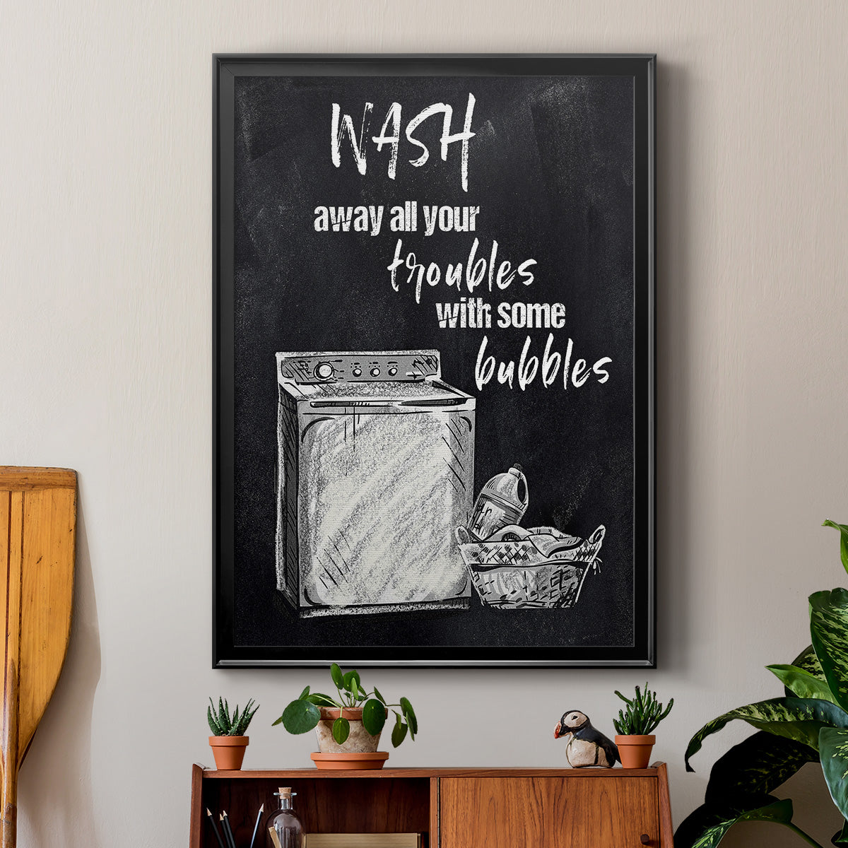 Wash Away Your Troubles - Modern Framed Canvas Print
