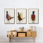 Pheasant Splash 3 - Framed Premium Gallery Wrapped Canvas L Frame 3 Piece Set - Ready to Hang