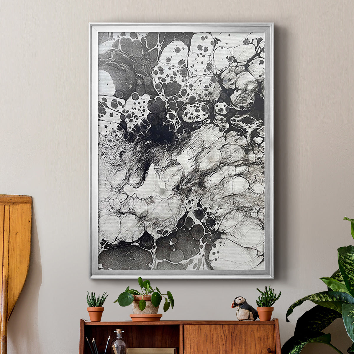 Marbling IX - Modern Framed Canvas Print