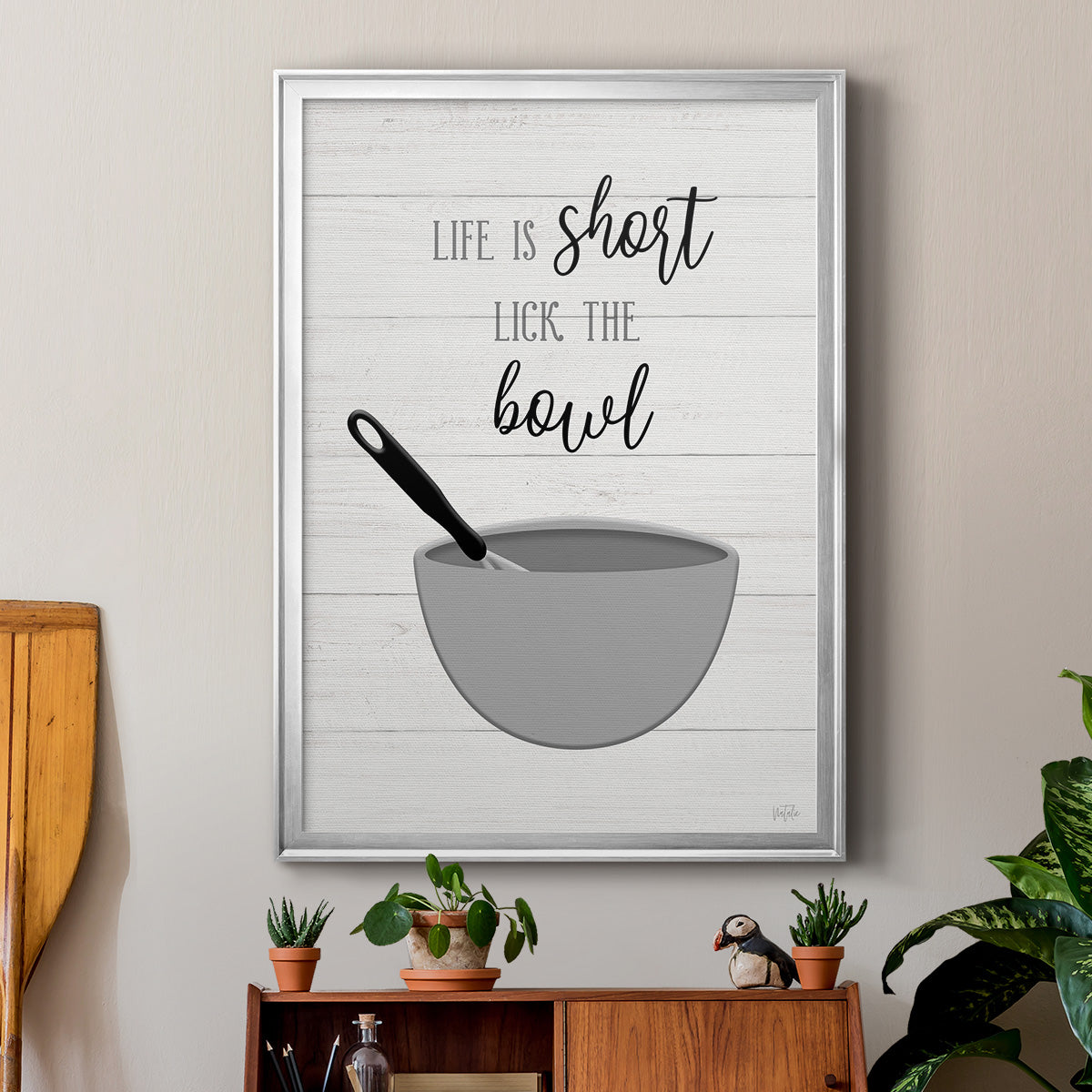 Lick the Bowl - Modern Framed Canvas Print
