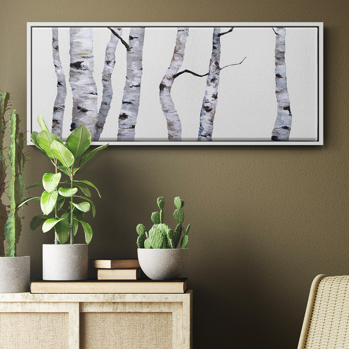 Birch Trees I - Floater Framed Canvas Print