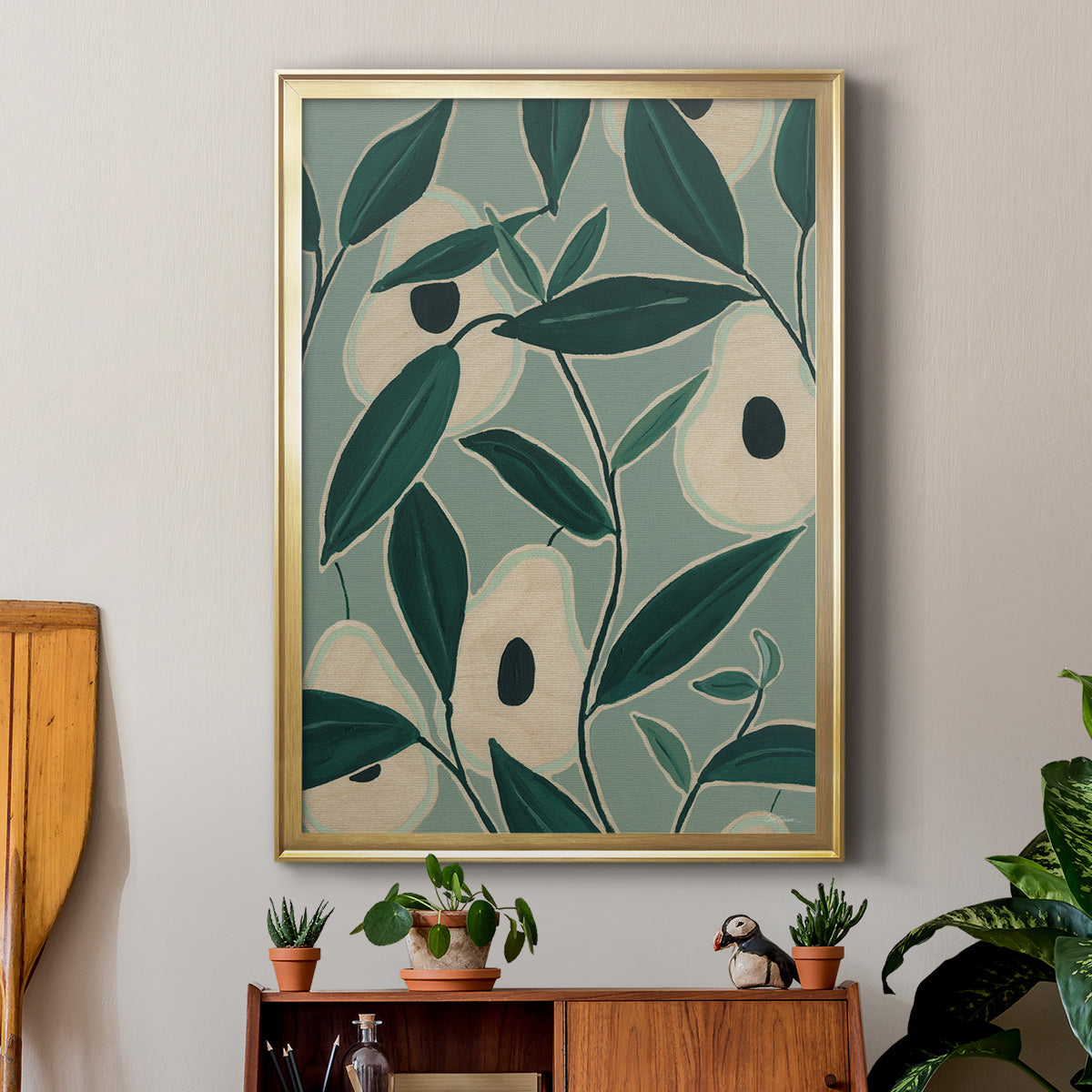 Monochrome Avocados - Modern Framed Canvas Print
