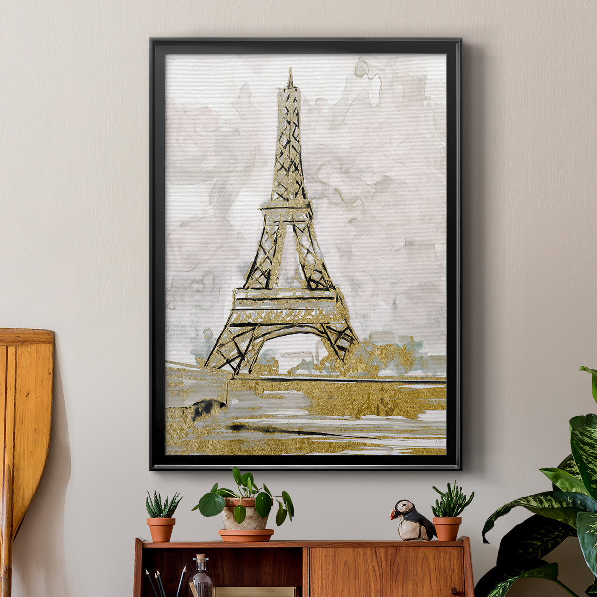 Eiffel Tower Glitz - Modern Framed Canvas Print